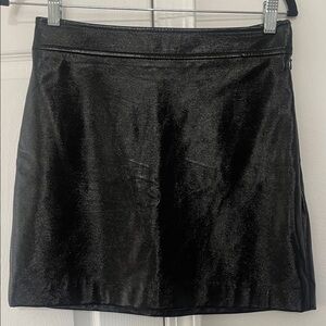 Leith Shimmering Black Faux Leather Mini Skirt